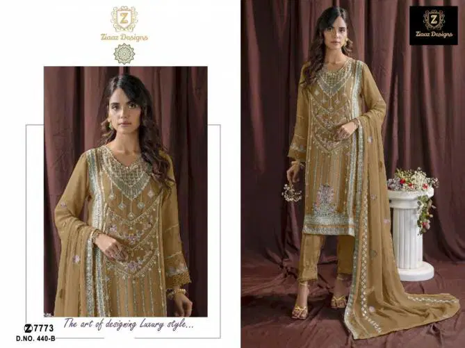 440 B Ziaaz Designs Embroidery Georgette Pakistani Suits Wholesale Market In Surat